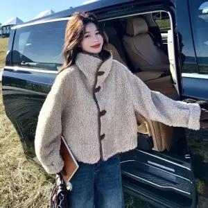 엘럽 여친 캐주얼 모피 코트 램스울 부드럽고 양면 일체형 쇼트 톱 원템1