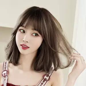 엘라 C컬펌 중단발 통 가발매트 브라운 여성 인조모가발