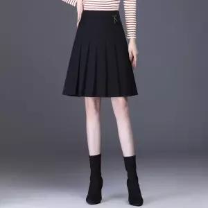 스커트 미디 가을 여친 슬림 패치 A라인 OOTD1