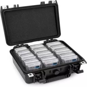 40개 이상의 PCGS 또는 NGC 코인 슬랩과 호환되는 CASEMATIX 등급 케이스 맞춤형 폼 인테리어가 있는 방수