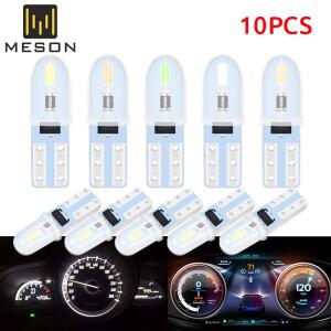 10개 T5 W3W LED 전구 자동차 실내등 12V 대시보드 경고등 웨지 램프 번호판등 2SMD 3014 칩