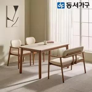 동서가구 테마 CL 세라믹 4인 벤치 원목 식탁세트 (의자2＋벤치1) DF646237