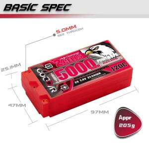 CODDAR 2S 쇼티 리포 배터리 7.4V 5000mAh 120C MST D5S RC카 드리프트 스케일 차량 탱크 버기 챔프용