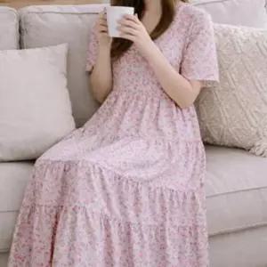 여름 까실이 꽃무늬 반팔 파자마 캉캉 롱원피스 WFOF46U
