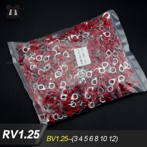 레드 링 절연 터미널 케이블 크림프 터미널 슈트, 케이블 와이어 커넥터, RV1.25-(3 4 5 6 8 10 12), 0.5-1