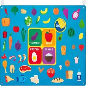 들을 위한 WATINC 마이 플레이트 펠트 보드 35피트 대형 53Pcs 그룹 학습 장난감 세트 채소 곡물 단백질이
