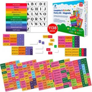 118 PCS 컬러풀하고 완성된 시 자석 키트 냉장고용 워드 마그네틱 문장 만들기 타일 대화 심플리 매직
