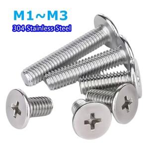 CM M1 M1.2 M2 M2.5 M3 A2-70 304 스테인레스 스틸 크로스 호환 초박형 초저 플랫 웨이퍼 헤드 볼트 나사