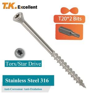 스테인레스 스틸 Torx 나무 나사 해양 데크 녹 방지 316 45mm 75mm
