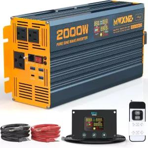 2000W 순수 사인파 파워 인버터 DC 12V 110V 120V AC 4개의 고속 충전 USB 포트와 3개의 콘센트 LCD