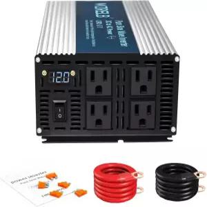 WZRELB 2000W 순수 사인파 인버터 12V DC 110V 120V AC 전원 변환기 LED 디스플레이 포함 가정 RV 트럭