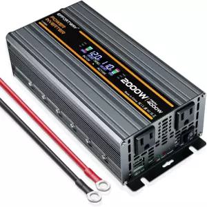 2000W 파워 인버터 4000W 피크 12V DC-110V/120V AC 컨버터 LCD 디스플레이 콘센트 2개 USB 캠핑용 RV