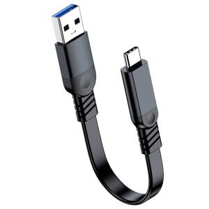 1m/2m/3M 호환 USB3.2 케이블 10Gbps 60W 고속 충전 USB A to 타입 C 코드 플렉시블 평면 디자인 연장 노트