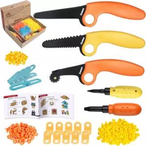 ZLemma 골판지 건설 키트 - 401 PCS 건물 세트에 안전 톱니 절단기 주름 롤러 나사 및 너트 DIY 프로젝트