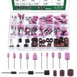 Keadic 136Pc 연마 휠 세트에는 알루미늄 산화물 샌딩 드럼 슬리브와 1/8인치 섕크가 있는 드릴 비트 금속