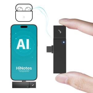 HIDOCK P1 미니 AI 음성 녹음기 테크 스마트 제어 전사 32GB 오디오 이어버드와 APP 무선 디지털 회의 블루캐치 강의 호출 요약 협력하여 HINOTES