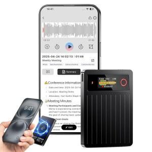 AI 음성 녹음기 64GB GPT 무료 이상의 마인드 회의 언어 통화를 위한 배터리 기능이 100개 노트 강의 36시간 있는 전사 요약
