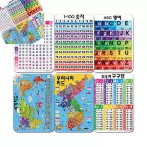 유아학습 1개입 탁상용 3단계 유아벽그림 숫자한글 세트 6종 학습포스터 벽그림
