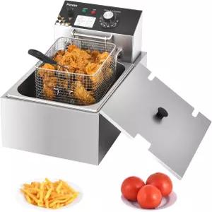 깊은 튀김기 1700w 9.1Qt 탱크/4Qt 바스켓 가정 및 상업용 스테인리스 스틸 조리대 전기 온도 조절 이중