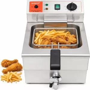 발거스 1750W 스테인리스 스틸 전기 딥 프라이어 12L 대용량 조리대 주방 튀김기 그릴 바구니 및 뚜껑 배수