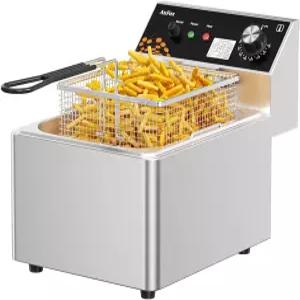 상업용 딥 프라이어 10.56Qt 조리대 튀김기 1.0mm 두꺼운 스테인리스 스틸 1700W 전기 침지 가정용 주방