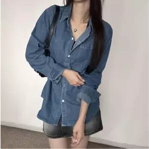 다양한연출 캐주얼 데일리 루즈핏 여성 데님 긴팔셔츠 데님셔츠 데님남방 여성데님셔츠