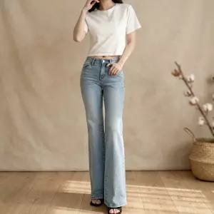 [옷자락] 여성 로우라이즈 부츠컷 데님팬츠 여름용 캣워싱