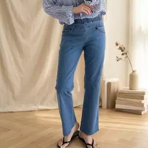 여성 일자핏 밴딩 데님 부츠컷 여름용 스판 청바지