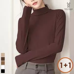 [하프클럽/]1 1 벨라도나 여성 겨울 캐주얼 솔리드 반목폴라 긴팔티셔츠 모