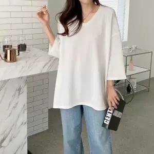 빅사이즈여성의류 202 심플브이넥7부티셔츠 DNOG458