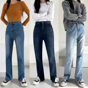 푸니인 밑단트임 스판 데님 일자팬츠 JB-10101 여자청바지 여성일자청바지 워싱청바지
