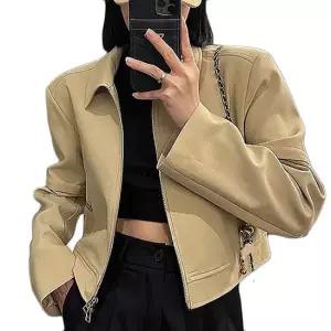 캐주얼 여자 크롭 카라 블루종 자켓 점퍼 아우터 간절기점퍼 여자블루종점퍼