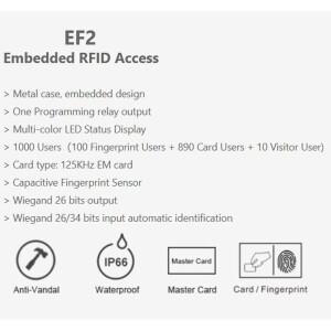 임베디드 액세스 제어 RFID 카드 지문 125KHz EM 기계 lP66 방수 Wiegand 금속 판독기 1000 사용자