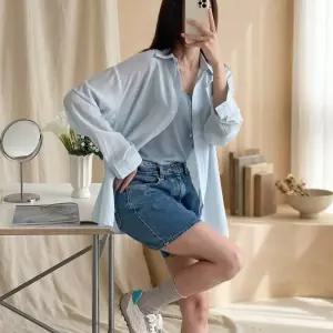 [옷자락] 여성 시스루 끈나시 언발 루즈핏 빅사이즈 셔츠 세트
