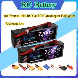 생활 RC소품 트랙사스 1/10 RC 자동차 FPV 쿼드콥터 헬리콥터용 7.4V 2S 7200mAh 60C 하드 케이스 리포 배