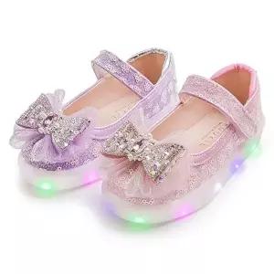 [풋풋]풋풋 크리스탈 리본 프린세스 LED 아동 여아구두슬립온 단화