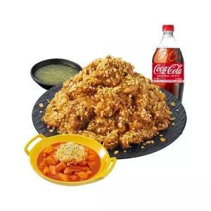 [노랑통닭] (순살/뼈)우도 땅콩 치킨+떡볶이+콜라1.25L