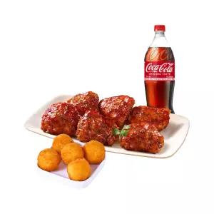 [노랑통닭] (6PCS)싸이 바비큐+오리지널치즈볼+콜라1.25L