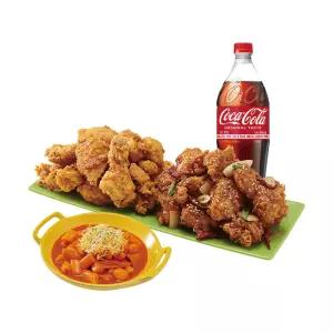 [노랑통닭] (순살/뼈)반반치킨(후라이드/깐풍)+떡볶이+콜라1.25L