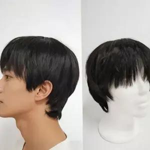 남자용가발 남성 통가발 부분 남성 헤어 웨이브 패션 가발 인모