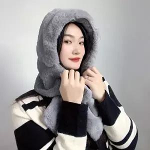 소프트퍼 후드 머플러 방한털모자 목도리-WFOF35X
