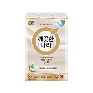 깨끗한나라 천연펄프 3겹 촉앤감 시그니처 쉬폰, 27m, 30롤, 1개