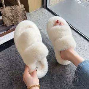 [하프클럽/]밍크 털 여성 실내화 집 슬리퍼