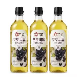 CJ 백설 포도씨유 900ml 3개 튀김 부침 기름 요리용 식용유