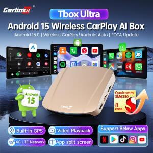 CarlinKit Tbox Ultra 8G 128G/8G 256G 무선 카플레이 안드로이드 오토 AI 박스 3 in 1 안드로이드 15 무선