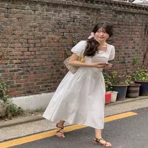 [제작] 유잇니 스퀘어넥 셔링 롱 원피스 87393 빅사이즈 여성의류
