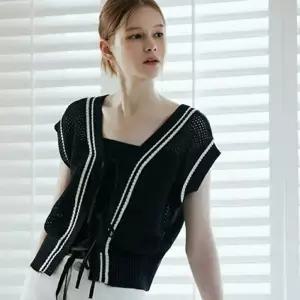 [에고이스트] [BLUE LABEL] 레터링 V넥 네트 베스트 (ER2OKV52-T)