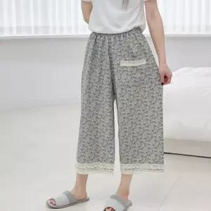 인견 플라워 8부 팬츠 밴딩 아이스 쿨링 에어팬츠 잠옷 홈웨어 파자마 할머니바지