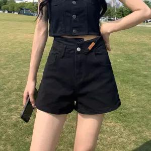 하계 블랙 여자청반바지 와이드 얇은 청바지 슬림핏 하이웨스트 반바지 원템2