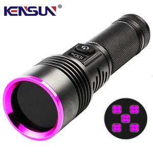 고출력 블랙 미러 보라색 빛 감지 토치  강력한 365NM UV 손전등  C타입 USB 충전식 LED 자외선 램프